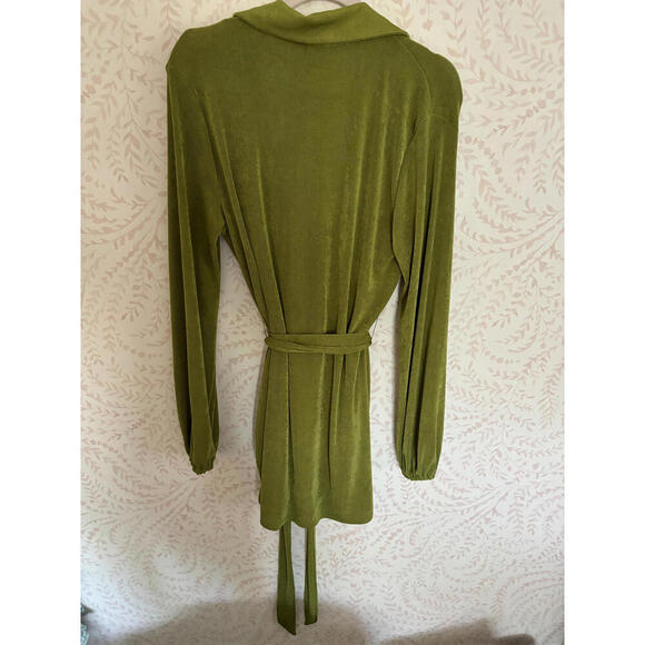 NWOT Princess Polly Sparkly Olive Green Collared Wrap Dress sz 6 - Picture 6 of 11